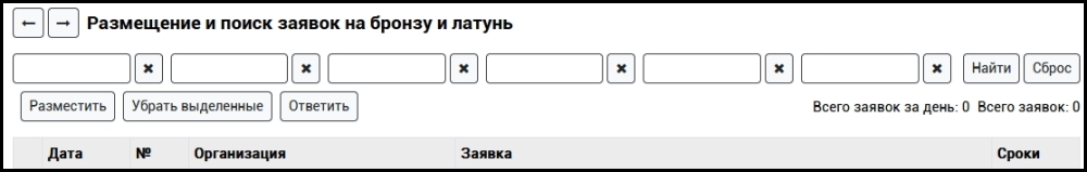 Поиск и размещение заявок и заказов на латунь